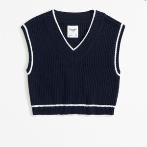 Abercrombie & Fitch Top: Tipped V-Neck Sweater Vest